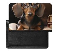 Cute Passport Holder for Travel,Personalized Multi-Functional Passport Cover with Card Slots,Slim Dachshund Book Printed Passport Wallet for Women Men