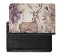 Cute Passport Holder for Travel,Personalized Multi-Functional Passport Cover with Card Slots,Slim Deer Birds with Flowers Printed Passport Wallet for Women Men
