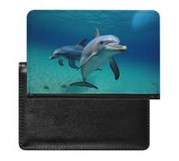 Cute Passport Holder for Travel,Personalized Multi-Functional Passport Cover with Card Slots,Slim Dolphins Underwater Printed Passport Wallet for Women Men