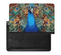 Cute Passport Holder for Travel,Personalized Multi-Functional Passport Cover with Card Slots,Slim Elegant Peacock Printed Passport Wallet for Women Men
