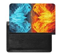 Cute Passport Holder for Travel,Personalized Multi-Functional Passport Cover with Card Slots,Slim Fire Vs Ice Art Printed Passport Wallet for Women Men