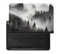 Cute Passport Holder for Travel,Personalized Multi-Functional Passport Cover with Card Slots,Slim Foggy Mountains Forest Printed Passport Wallet for Women Men