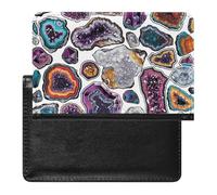 Cute Passport Holder for Travel,Personalized Multi-Functional Passport Cover with Card Slots,Slim Geodes And Rocks Printed Passport Wallet for Women Men