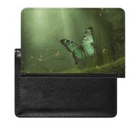 Cute Passport Holder for Travel,Personalized Multi-Functional Passport Cover with Card Slots,Slim Green Forest Butterfly Printed Passport Wallet for Women Men