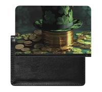 Cute Passport Holder for Travel,Personalized Multi-Functional Passport Cover with Card Slots,Slim Green Hat And Gold Coins Printed Passport Wallet for Women Men