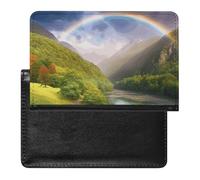 Cute Passport Holder for Travel,Personalized Multi-Functional Passport Cover with Card Slots,Slim Mountain Valley with Rainbow Printed Passport Wallet for Women Men