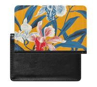 Cute Passport Holder for Travel,Personalized Multi-Functional Passport Cover with Card Slots,Slim Mustard Yellow Pattern Printed Passport Wallet for Women Men