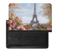 Cute Passport Holder for Travel,Personalized Multi-Functional Passport Cover with Card Slots,Slim Paris Eiffel Tower with Flowers Printed Passport Wallet for Women Men