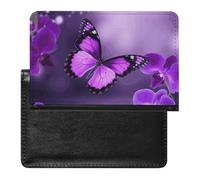 Cute Passport Holder for Travel,Personalized Multi-Functional Passport Cover with Card Slots,Slim Purple Butterfly Printed Passport Wallet for Women Men