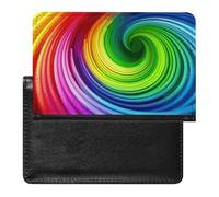 Cute Passport Holder for Travel,Personalized Multi-Functional Passport Cover with Card Slots,Slim Rainbow Spiral Printed Passport Wallet for Women Men