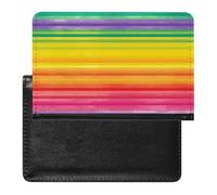 Cute Passport Holder for Travel,Personalized Multi-Functional Passport Cover with Card Slots,Slim Rainbow Colored Striped Printed Passport Wallet for Women Men