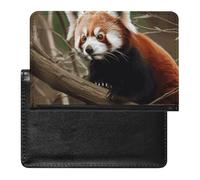 Cute Passport Holder for Travel,Personalized Multi-Functional Passport Cover with Card Slots,Slim Red Panda on Tree Branch Printed Passport Wallet for Women Men