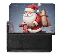 Cute Passport Holder for Travel,Personalized Multi-Functional Passport Cover with Card Slots,Slim Santa Claus on Scooter Printed Passport Wallet for Women Men