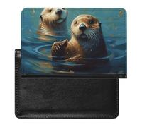 Cute Passport Holder for Travel,Personalized Multi-Functional Passport Cover with Card Slots,Slim Sea Otters Painting Printed Passport Wallet for Women Men