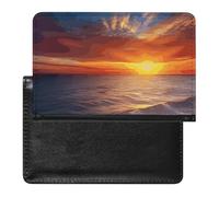 Cute Passport Holder for Travel,Personalized Multi-Functional Passport Cover with Card Slots,Slim Sea And Sunset Printed Passport Wallet for Women Men