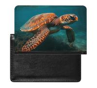 Cute Passport Holder for Travel,Personalized Multi-Functional Passport Cover with Card Slots,Slim Sea Turtle Swimming Printed Passport Wallet for Women Men
