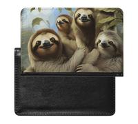Cute Passport Holder for Travel,Personalized Multi-Functional Passport Cover with Card Slots,Slim Sloth Family Printed Passport Wallet for Women Men