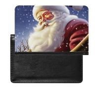 Cute Passport Holder for Travel,Personalized Multi-Functional Passport Cover with Card Slots,Slim Smiling Santa Claus Printed Passport Wallet for Women Men