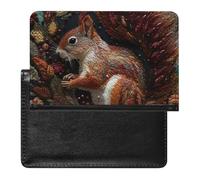 Cute Passport Holder for Travel,Personalized Multi-Functional Passport Cover with Card Slots,Slim Squirrel Embroidery Printed Passport Wallet for Women Men