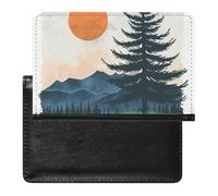 Cute Passport Holder for Travel,Personalized Multi-Functional Passport Cover with Card Slots,Slim Trees And Mountains Printed Passport Wallet for Women Men
