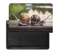 Cute Passport Holder for Travel,Personalized Multi-Functional Passport Cover with Card Slots,Slim Two Snails on The Bench Printed Passport Wallet for Women Men