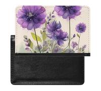 Cute Passport Holder for Travel,Personalized Multi-Functional Passport Cover with Card Slots,Slim Watercolor Style Purple Flowers Printed Passport Wallet for Women Men