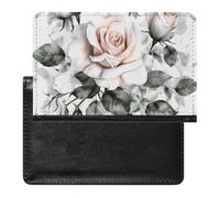 Cute Passport Holder for Travel,Personalized Multi-Functional Passport Cover with Card Slots,Slim White Watercolor Floral Rose Printed Passport Wallet for Women Men