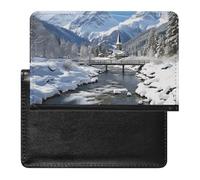 Cute Passport Holder for Travel,Personalized Multi-Functional Passport Cover with Card Slots,Slim Winter Landscape in The Alps Printed Passport Wallet for Women Men
