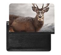 Cute Passport Holder for Travel,Personalized Multi-Functional Passport Cover with Card Slots,Slim Wild Animals Deer Printed Passport Wallet for Women Men