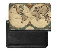 Cute Passport Holder for Travel,Personalized Multi-Functional Passport Cover with Card Slots,Slim World Map Retro Printed Passport Wallet for Women Men