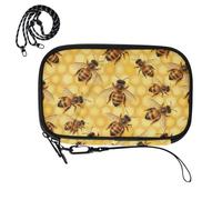 cute passport holder for travel Yellow Honeycomb Bee Pattern