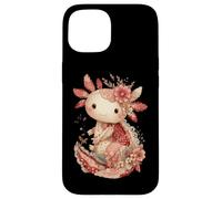 Cute Pastel Axolotl With Vintage Floral Crown Case for iPhone 15
