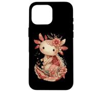 Cute Pastel Axolotl With Vintage Floral Crown Case for iPhone 16 Pro Max