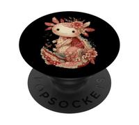 Cute Pastel Axolotl With Vintage Floral Crown PopSockets Adhesive PopGrip