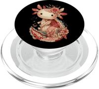 Cute Pastel Axolotl With Vintage Floral Crown PopSockets PopGrip for MagSafe
