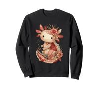 Cute Pastel Axolotl With Vintage Floral Crown Sweatshirt