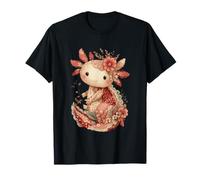 Cute Pastel Axolotl with Vintage Floral Crown T-Shirt