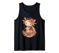 Cute Pastel Axolotl with Vintage Floral Crown Tank Top