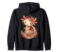 Cute Pastel Axolotl With Vintage Floral Crown Zip Hoodie