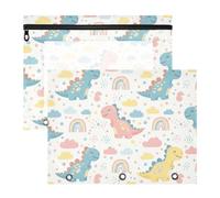 Cute Pastel Dino Binder Pencil Pouch, Pencil Pouch for 3 Ring Binder