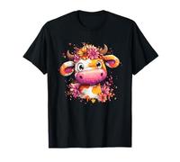 Cute Pastel Flower Crown Cow Kawaii Farm Aesthetic T-Shirt