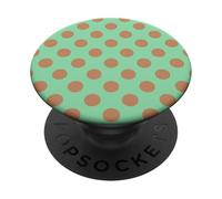 Cute Pastel Green and Brown Polka Dot Aesthetic Pattern PopSockets Adhesive PopGrip