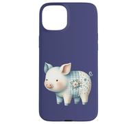 Cute Pastel Pig Cottagecore Floral Farm Art Case for iPhone 15 Plus