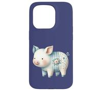 Cute Pastel Pig Cottagecore Floral Farm Art Case for iPhone 15 Pro