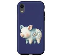 Cute Pastel Pig Cottagecore Floral Farm Art Case for iPhone XR