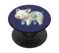 Cute Pastel Pig Cottagecore Floral Farm Art PopSockets Adhesive PopGrip