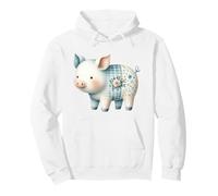 Cute Pastel Pig Cottagecore Floral Farm Art Pullover Hoodie