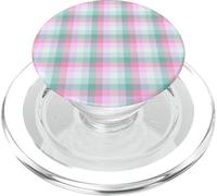 Cute Pastel Pink Green Plaid Check Gingham Checkered Pattern PopSockets PopGrip for MagSafe