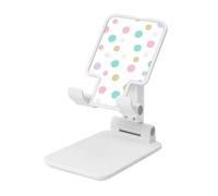 Cute Pastel Polka Dots Foldable Cell Phone Stand Adjustable Angle Height Desktop Portable Cellphone Cradle Compatible With All Smartphone White-Style
