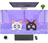 Cute Pastel Purple Kawaii Anime Cat Desk Pad Large XXL Gaming Mouse Pad Cats Lavender Extended Mouse Pad Desktop Mat Laptop Keyboard